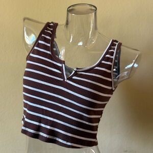 Striped Brown and White Women's Tank Top